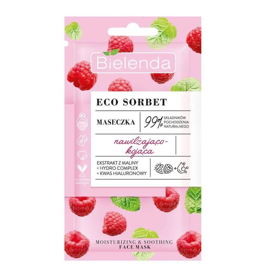 Увлажняющая и успокаивающая маска Bielenda Eco Sorbet Малина, 8 г: цены и характеристики