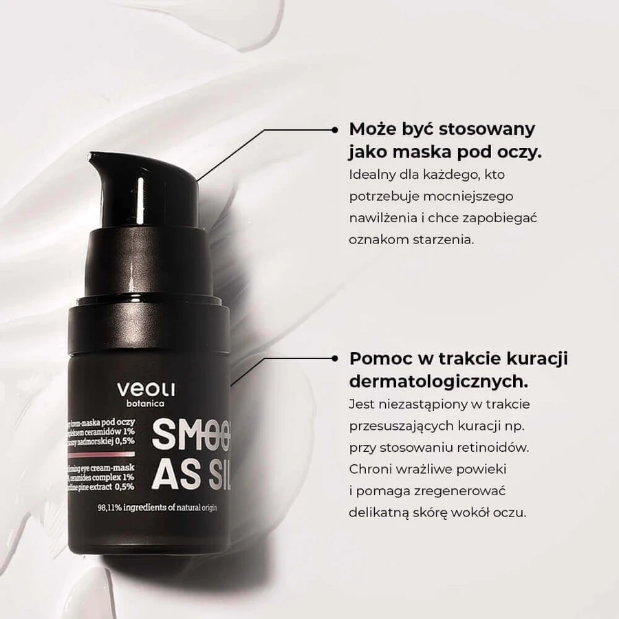 Відновлююча та зміцнююча крем-маска для очей Veoli Botanica Smooth As Silk, 15 мл: ціни та характеристики