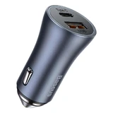 Швидкий автомобільний зарядний пристрій Baseus Golden Contactor Pro USB Type C / USB 40W Power Delivery 3.0 Quick Charge 4 + SCP FCP AFC Grey (CCJD-0G)