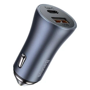 Автомобильное зарядное устройство Baseus Golden Contactor Pro Fast USB Type C / USB 40 Вт Power Delivery 3.0 Quick Charge 4 + SCP FCP AFC Gray (CCJD-0G)