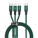 Кабель Baseus Rapid Series 3in1 USB-C - USB-C / Lightning / micro USB 20W PD 1,5 м - зелений