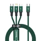 Кабель Baseus Rapid Series 3in1 USB-C - USB-C / Lightning / micro USB 20W PD 1,5 м - зелений