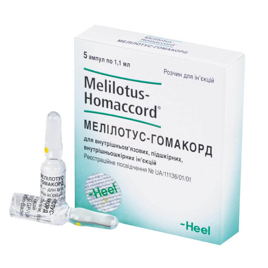 Мелілотус-гомакорд р-н д/ін. амп. 1,1 мл №5: ціни та характеристики