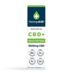 Конопляное масло с 1000 мг CBD, 500 мг CBDA, 500 мг CBGA, 10 мл, HempAID