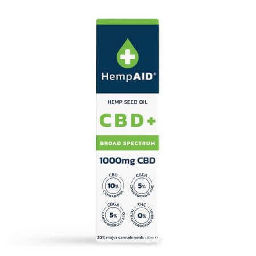 Конопляное масло с 1000 мг CBD, 500 мг CBDA, 500 мг CBGA, 10 мл, HempAID: цены и характеристики
