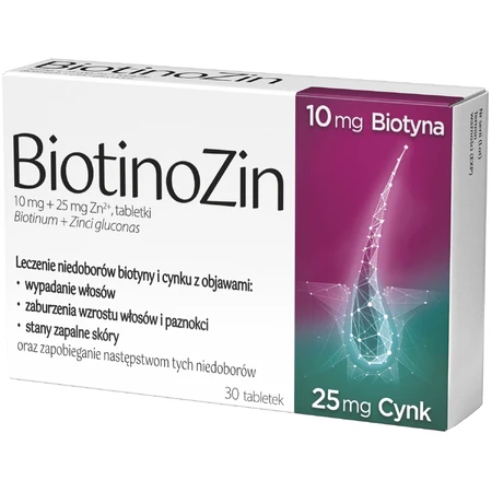 БиотиноЗин (BiotinoZin) 10 мг + 25 мг Zn2+, таблетки №30: цены и характеристики