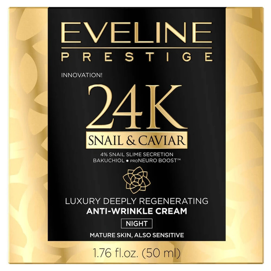 Eveline Cosmetics Prestige 24k Snail & Caviar нічний крем проти зморшок, 50 мл: ціни та характеристики