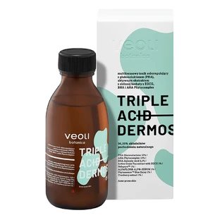 Veoli Botanica Triple Acid Dermosolution, мультикислотный себорегулирующий тоник с глюконолактоном (PHA), активным экстрактом зеленого чая с EGCG, BHA и AHA Phytocomplex, 150 мл