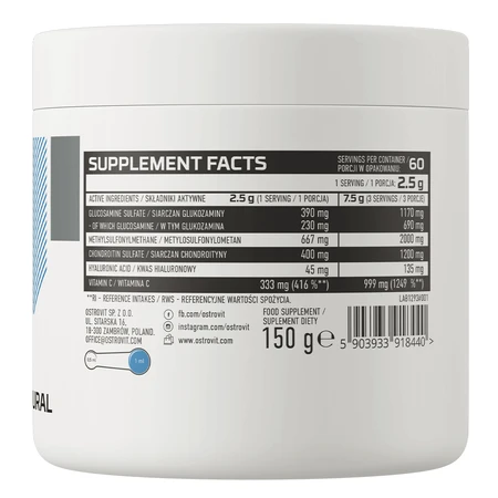 OstroVit Glucozamină + MSM + Condroitină, натуральный аромат, 150 г.: цены и характеристики