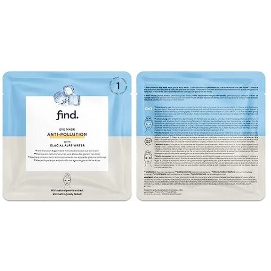 Find, Antipollution, Маска для очей з водою з Льодовикових Альп, 5 шт: ціни та характеристики