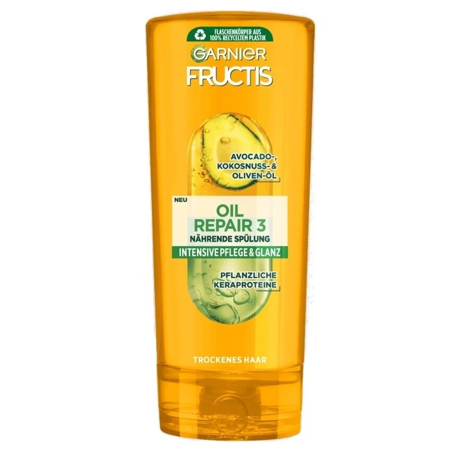 Garnier Fructis Oil Repair, живильний кондиціонер для сухого, пошкодженого волосся з оливковою олією, авокадо та маслом ши, 200 мл: ціни та характеристики