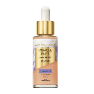 Питательная тональная основа с сывороткой Max Factor Miracle Pure 2-в-1 Skin Reset, веганская формула, оттенок 30-40, светлый-светлый, 30 мл