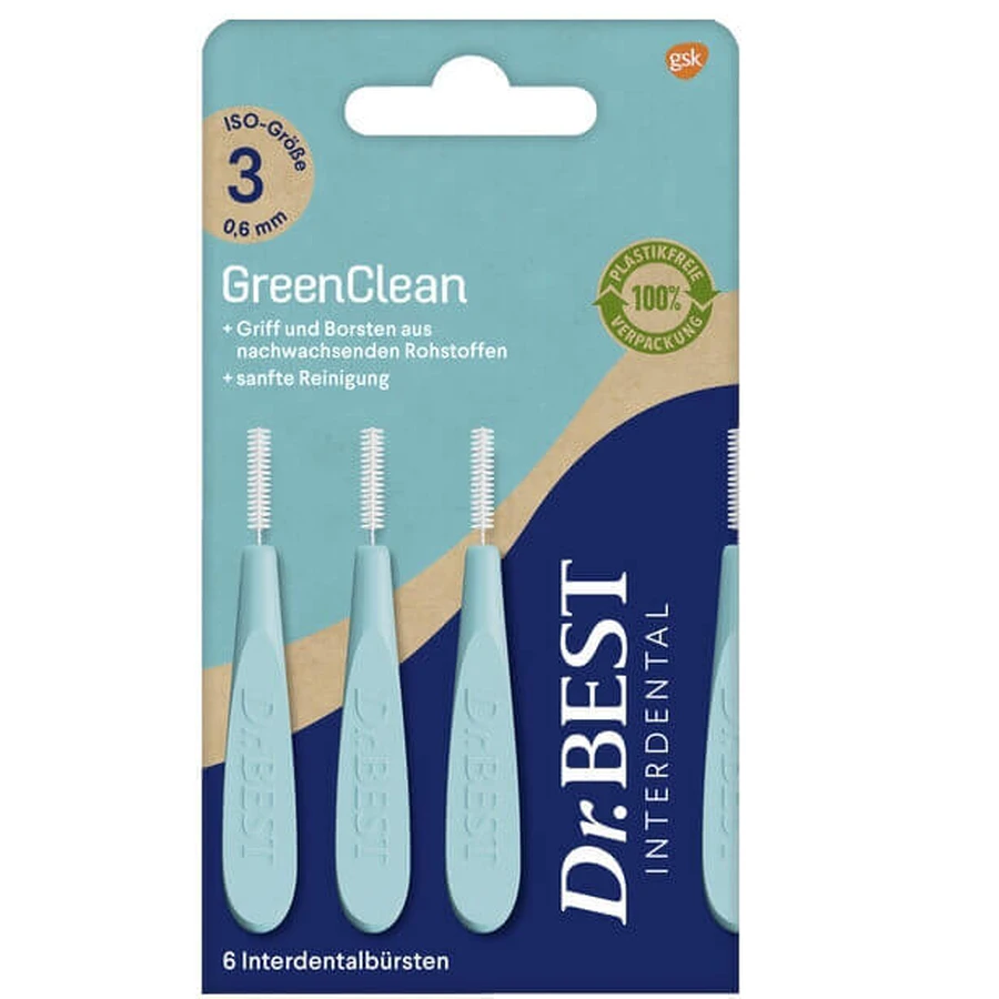 Міжзубні щітки Dr.Best, GreenClean 0,6 мм ISO 3, 6 шт: ціни та характеристики