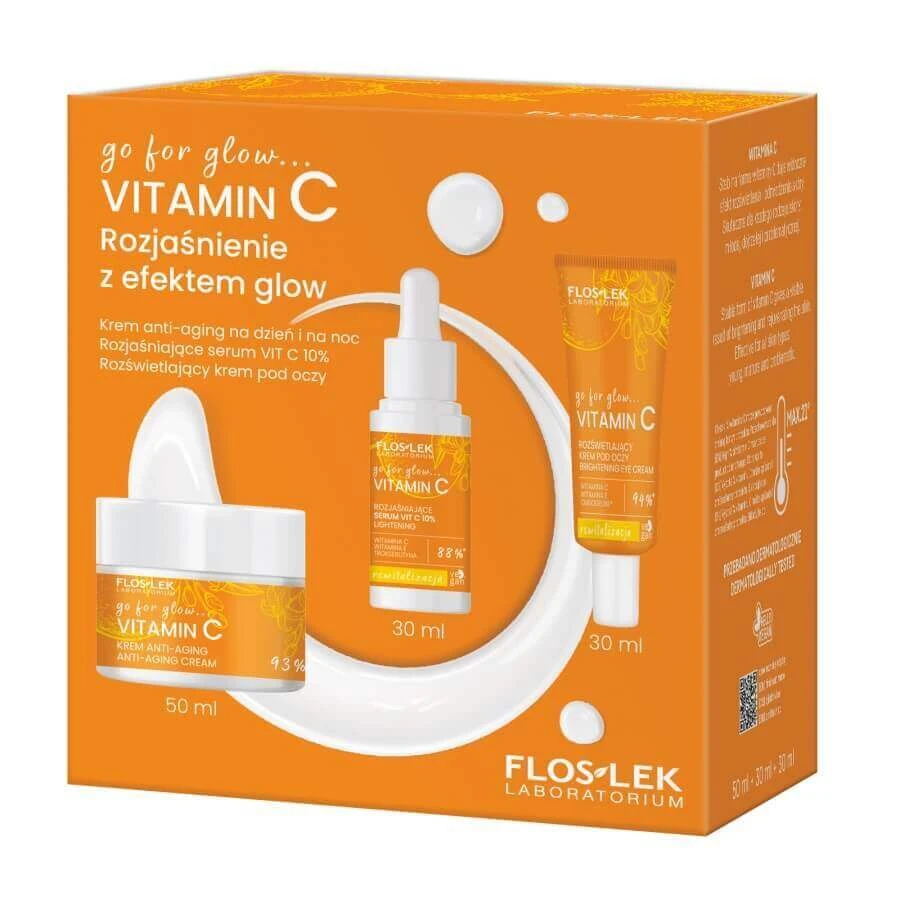 Floslek go for glow... VITAMINA Крем для лица против выпадения волос 50 мл + сыворотка с витамином С 10% 30 мл + крем для лица против выпадения волос 30 мл: цены и характеристики