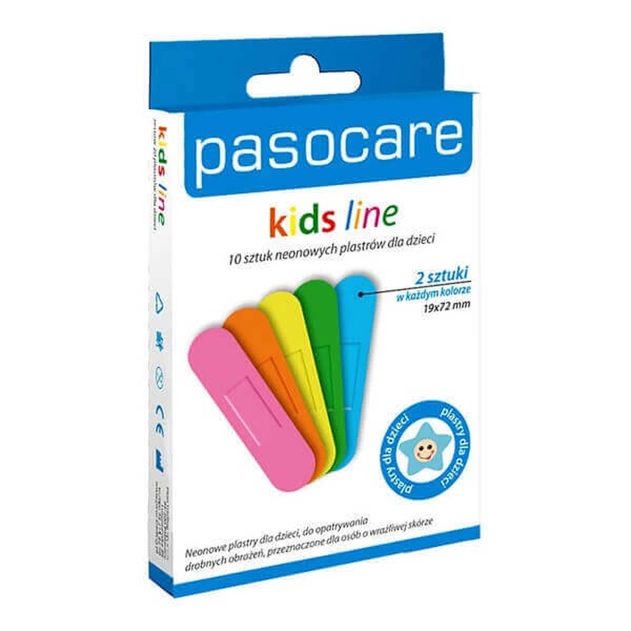 Набор неоновых пластырей Pasocare Kids Line, для детей, 10 штук: цены и характеристики