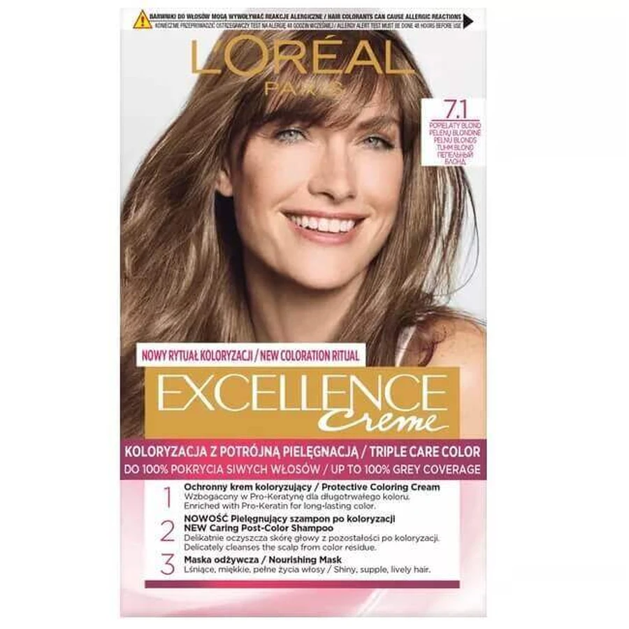 L Oreal Paris Excellence Краска для волос 7.1 Пепельный блондин: цены и характеристики