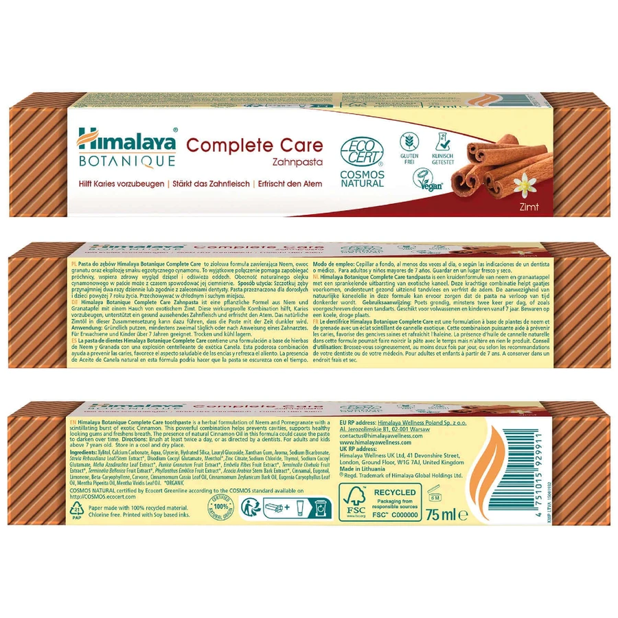 Зубная паста Himalaya Botanique Complete Protection с корицей, 75 мл: цены и характеристики