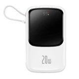 Baseus Qpow Digital Display Fast Charging Power Bank 10000mAh 20W QC/PD/SCP/FCP із вбудованим кабелем Lightning, білий