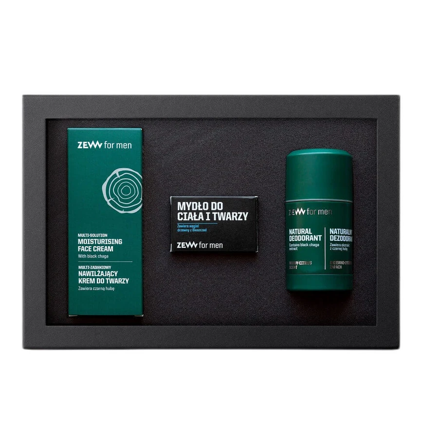 Zew For Men Set For Everyone Зволожуючий крем для обличчя 80 мл + Мило для тіла та обличчя 85 мл + Дезодорант-стік 80 мл: ціни та характеристики