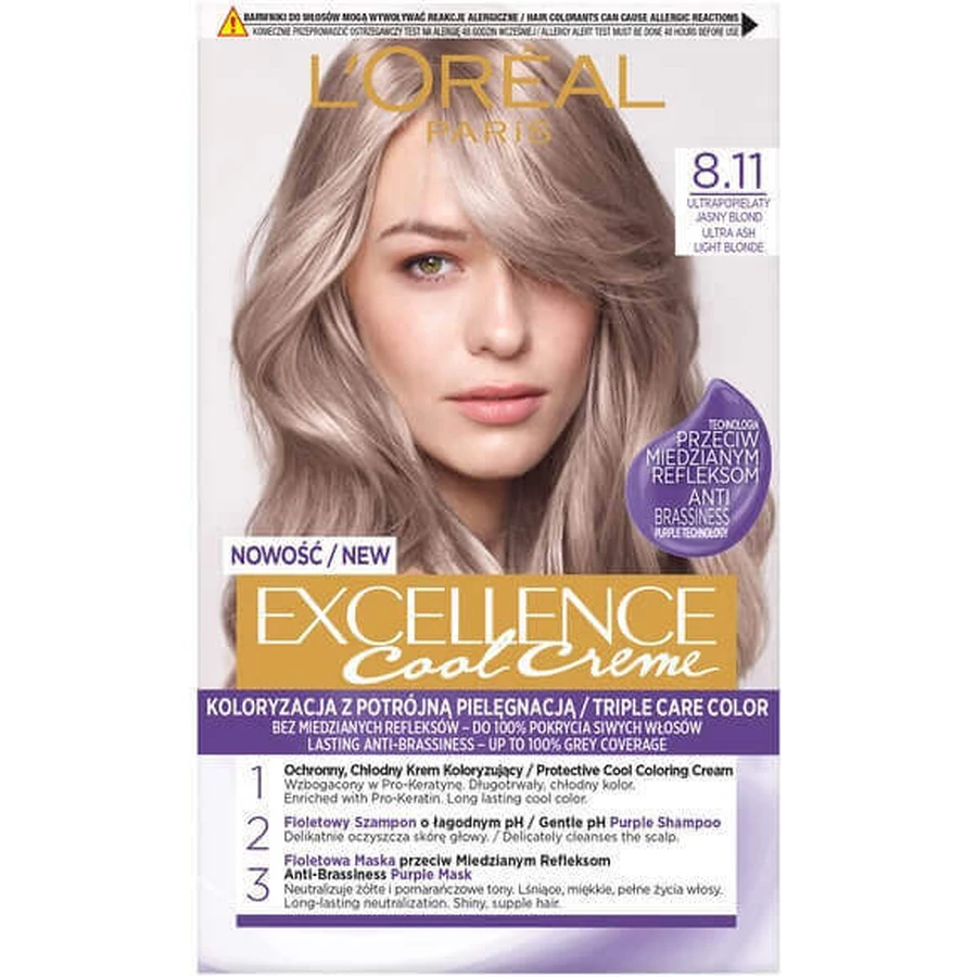 L Oreal Paris Excellence Cool Creme Dye 8.11 Ultra Ultra Alb Blonde deschis: цены и характеристики