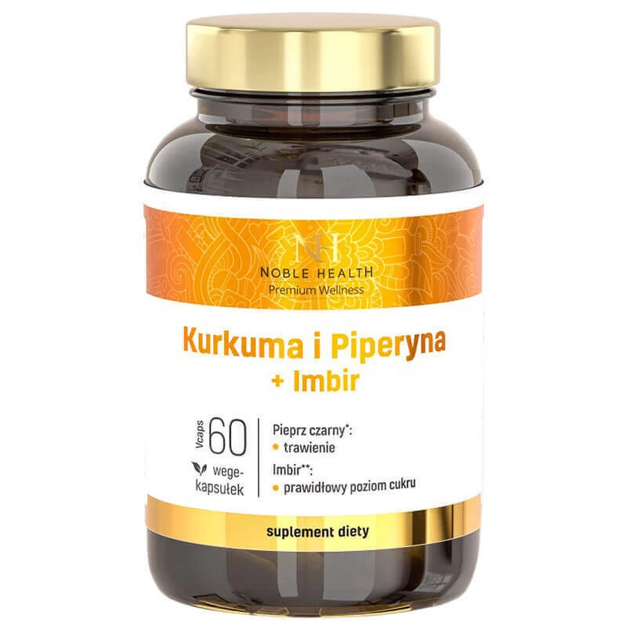 Noble Health Turmeric și piperină + ghimbir, 60 капсул vegetale: цены и характеристики