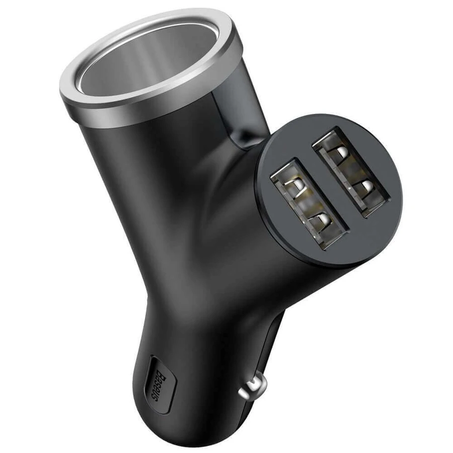 Автомобільний зарядний пристрій типу Y Baseus 2x USB + гніздо прикурювача 3,4 A, чорний (CCALL-YX01): ціни та характеристики