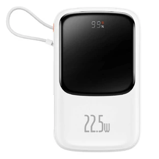 Baseus Qpow powerbank 10000mAh вбудований кабель USB Type-C 22.5W Quick Charge SCP AFC FCP білий (PPQD020102)