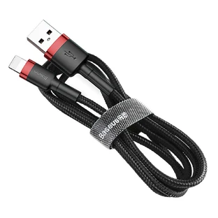 Кабель Baseus Cafule USB-A / Lightning 2.4A QC 3.0 0,5 м - чорно-червоний