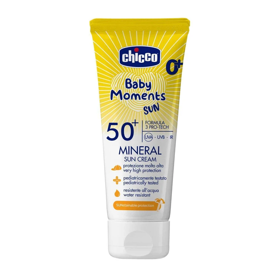 Минеральный солнцезащитный крем SPF 50+ Baby Moments, 0 месяцев+, 75 мл, Chicco: цены и характеристики