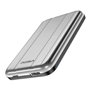 Мини-порт для зарядки Choetech B655, индукционный MagSafe USB-A/USB-C, 5000 мА·ч, серебристый