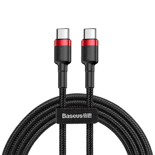 Кабель Baseus CATKLF-G91 USB-C - USB-C PD QC 60W 3A 480Mb/s 1m - чорно-червоний