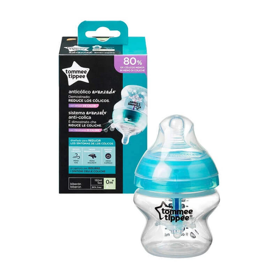 Бутылочка Tommee Tippee с датчиком температуры и антиколиковой соской с медленным потоком, +0 месяцев, 150 мл, Tommee Tippee: цены и характеристики