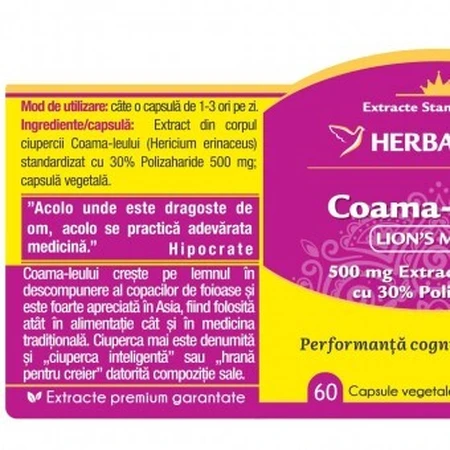 Herbagetica Lion's Mane Лев'яча грива 60cps: ціни та характеристики