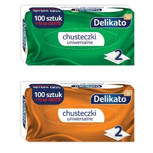 Серветки Delikato 2-х шарові в коробці 100 + 10 шт