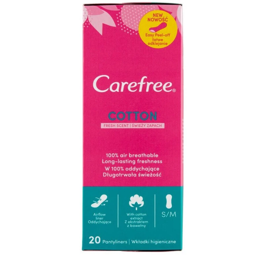 Carefree Normal Cotton Extract, Panty Liners, 20 шт: ціни та характеристики