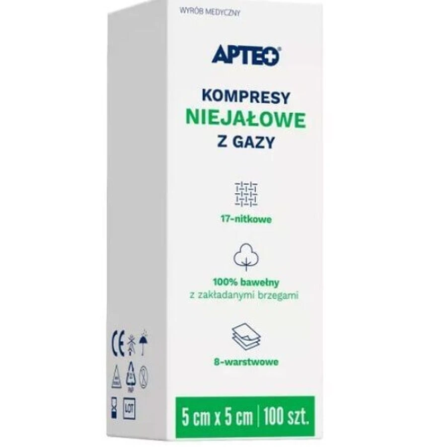 Компреси марлеві ApteoCare нестерильні 5х5 см 100 шт: ціни та характеристики