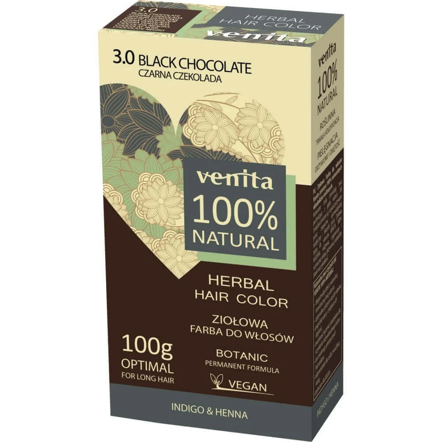Фарба для волосся Venita 100% Herbal 3.0 Black Chocolate, 100г: ціни та характеристики