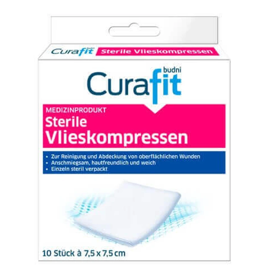 Curafit, Стерильные компрессы 7,5 x 7,5 см 10 шт.: цены и характеристики