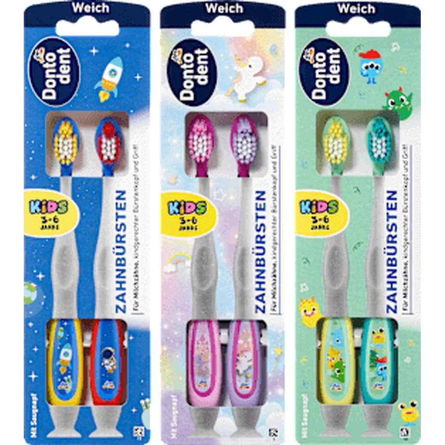 Dontodent Мягкая зубная щетка для детей 3-6 лет, 2 шт.: цены и характеристики