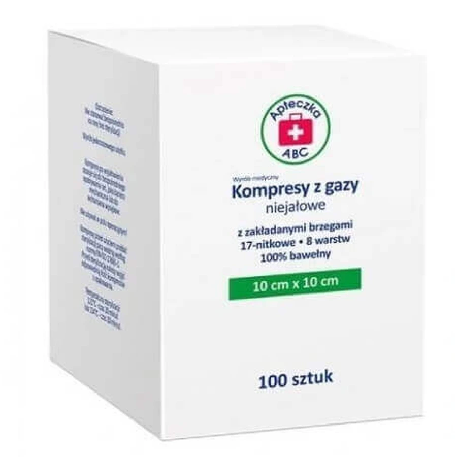 Неионные марлевые тампоны, 17 нитей, 8 слоев, 10х10 см, ABC First Aid Kit, 100 шт.: цены и характеристики