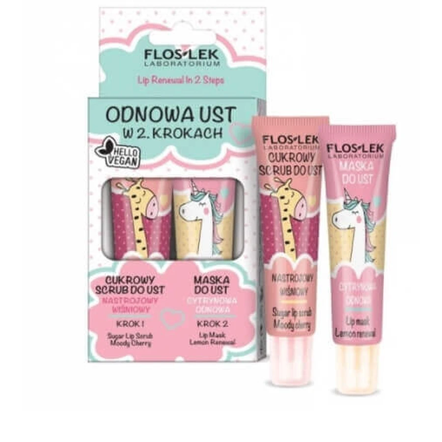 Flos-Lek, Vege Lip Care, Набор для обновления губ в 2 этапа, 2 x 14 г: цены и характеристики