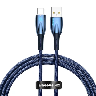 Baseus Glimmer Series Fast Charging Cable USB-A - USB-C 100W 480Mb/s 1m Blue