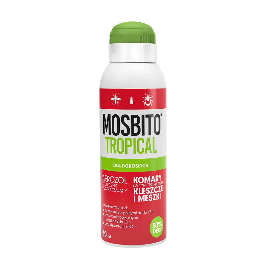 Mosbito Tropical, аерозольний ефективний засіб від комарів, кліщів та мошок, DEET 50%, 90 мл: ціни та характеристики