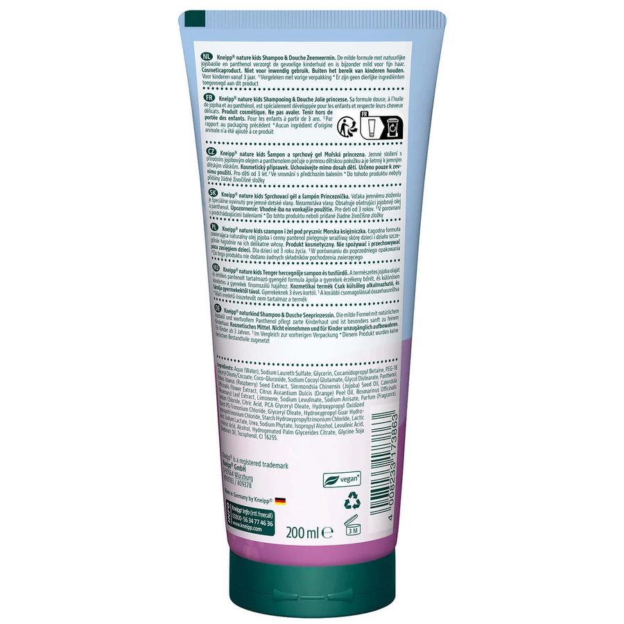 Kneipp Nature Kids, șampon de păr și gel de duș pentru copii, prințesa mării, de la 3 ani, 200 ml: цены и характеристики
