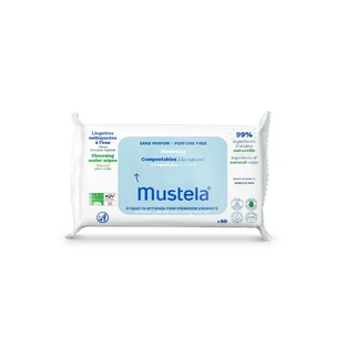Mustela, Компостируемые очищающие салфетки с водой, со дня рождения, 60 шт.