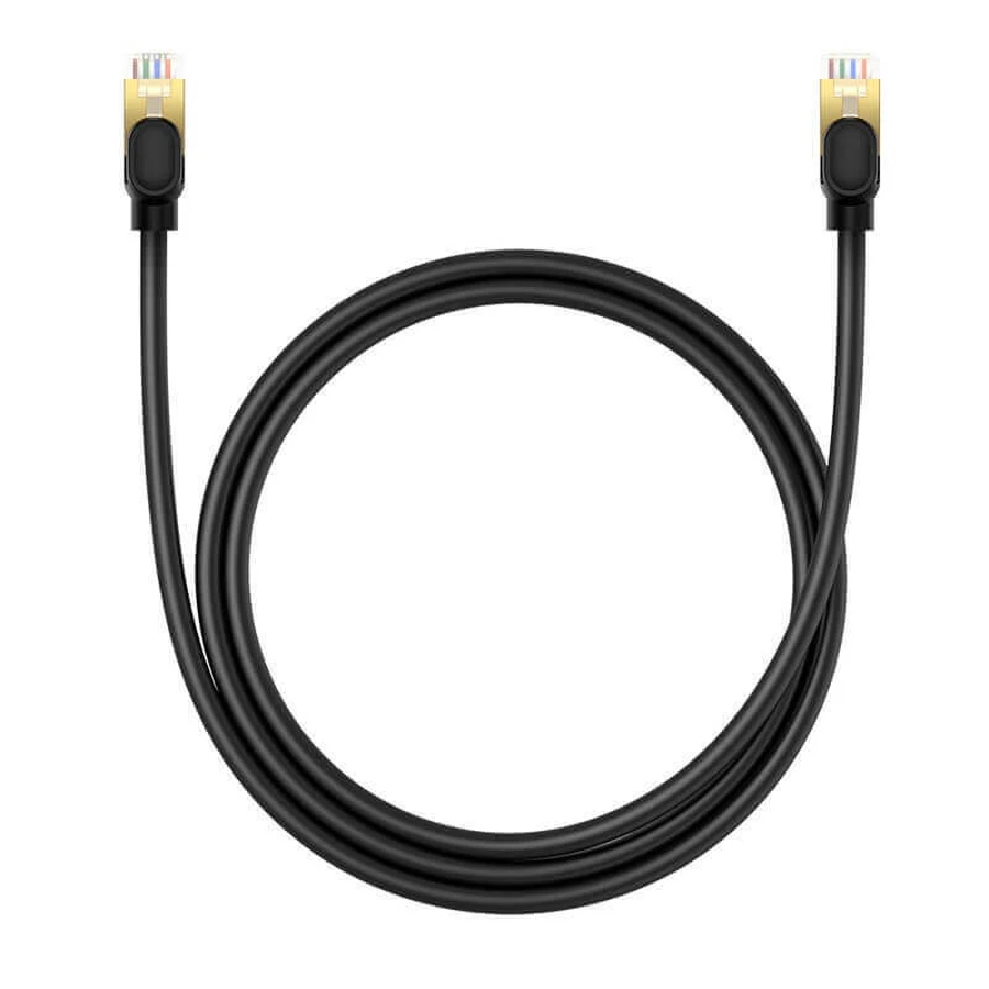 Високошвидкісний мережевий кабель Baseus RJ-45 cat.8 40Gbps 1m круглий - чорний: ціни та характеристики