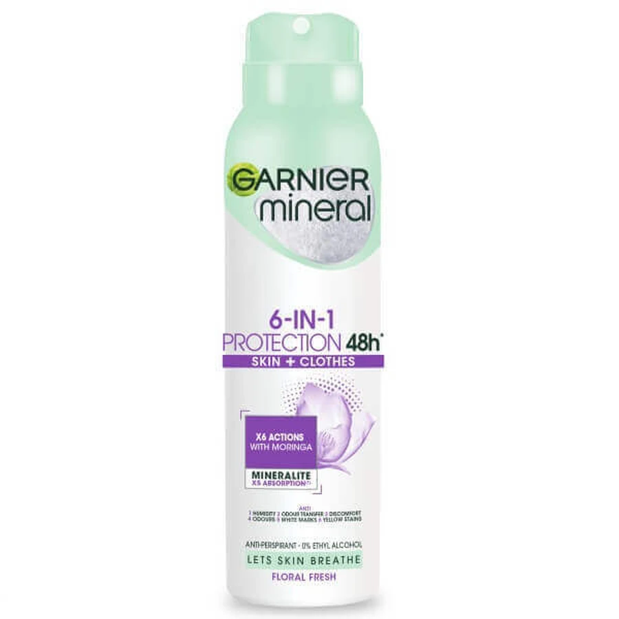 Garnier Mineral 6-в-1 Защита Цветочная свежесть Антиперспирант-спрей, 150 мл: цены и характеристики
