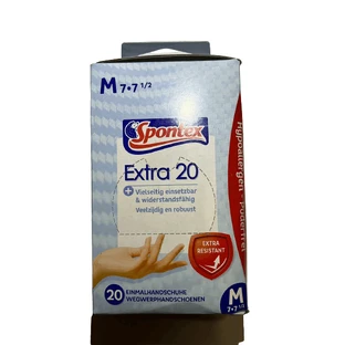 Spontex, Хозяйственные перчатки, размер 7-7,5, 20 штук