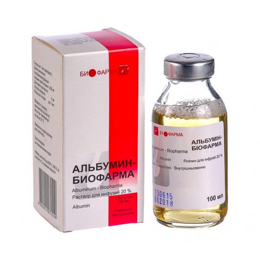 Альбумін-Біофарма р-н д/інф. 20 % фл. 100 мл: ціни та характеристики