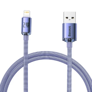 USB-кабель Baseus Crystal Shine Series для быстрой зарядки и передачи данных USB Type A - Lightning 2.4A 1.2 м Фиолетовый (CAJY000005)